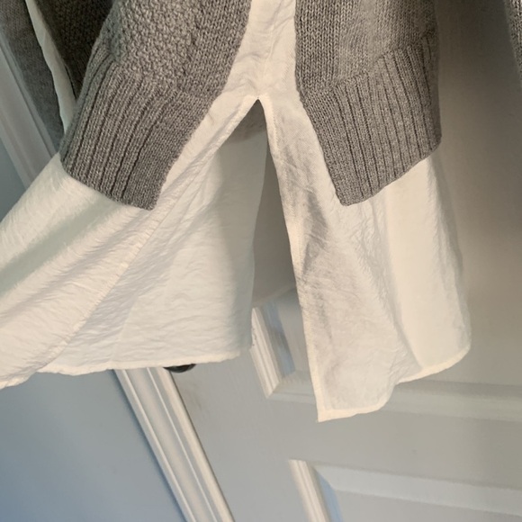Two by‎ Vince Camuto Layered Sweater cable knit gray white size M winter fall - Picture 8 of 12